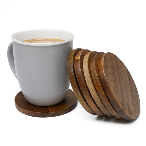 Wooden round coasters set 6 - coasters,