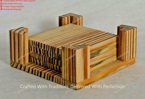 Wooden drink coasters set - wooden,