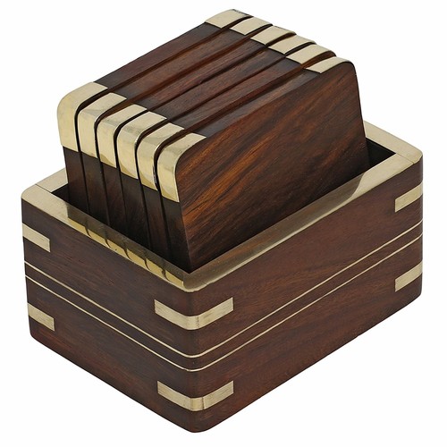 Wooden drink glass - glass, coasters