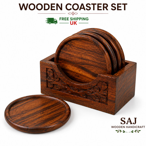 Wooden coaster set with - set,