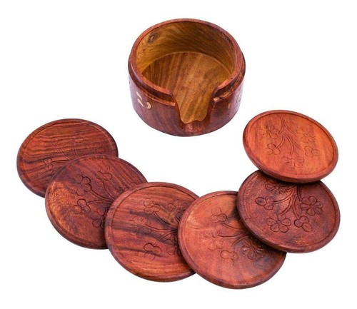 Natural wooden bamboo coaster - bamboo,