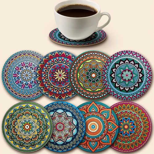 Coasters set wooden table - set,