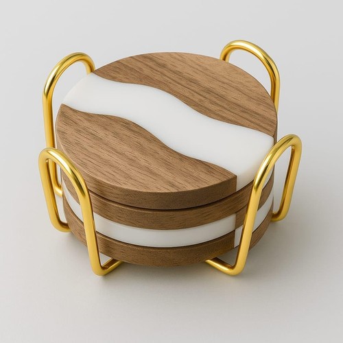 Wood dining table coaster set - dining,