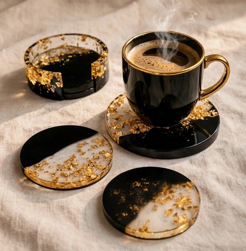 Handmade resin coasters set - handmade, of