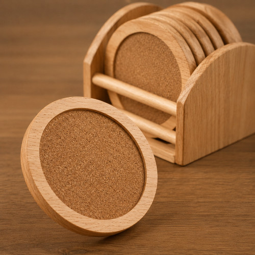 6pcs natural wooden - 6pcs,