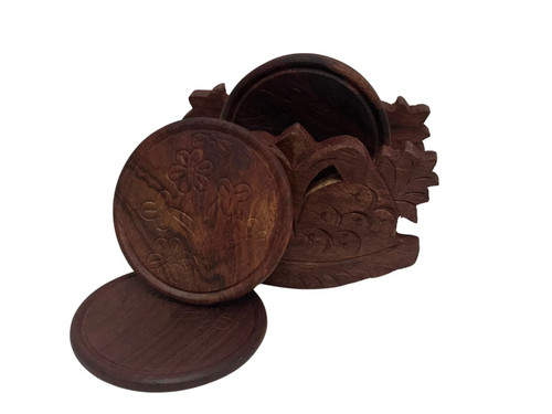 Wooden coaster set 6pcs with - wooden,