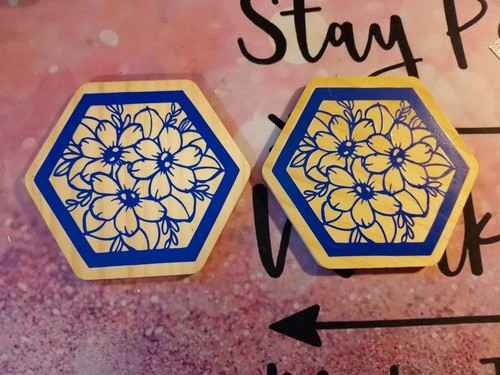 Set wooden hexagon floral - of,